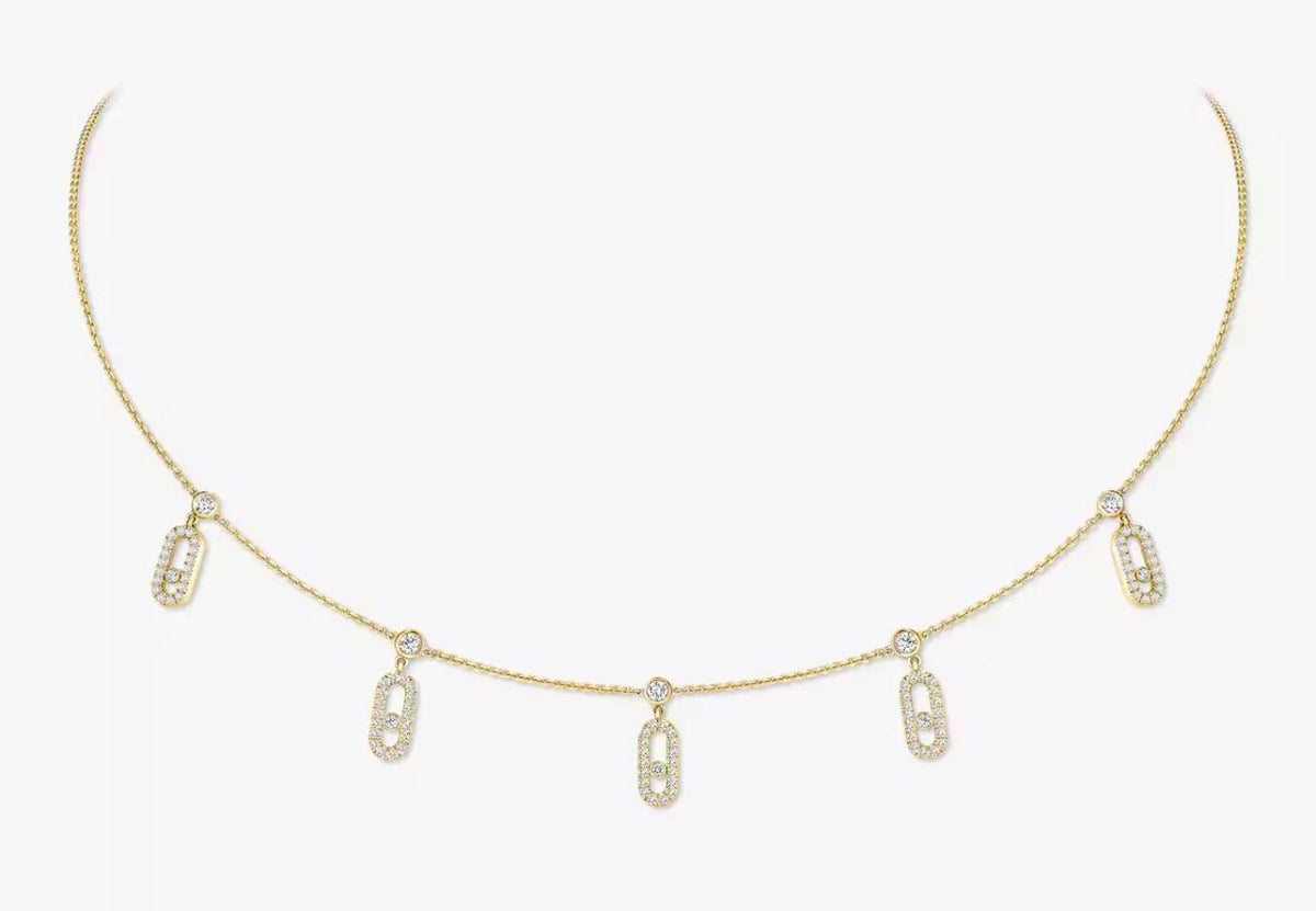 Messika Move Uno Pavé Drop Pendant Choker – White Gold & Diamonds