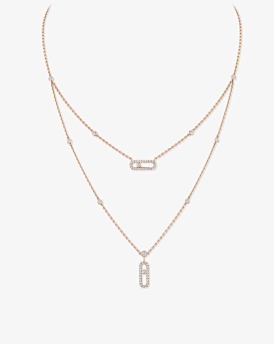 Messika Move Uno 2 Rows Pavé White Gold Diamond Necklace