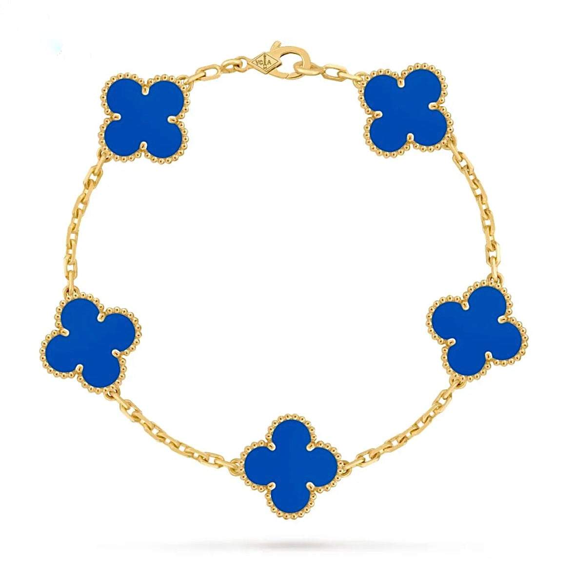 Van Cleef & Arpels Vintage Alhambra Bracelet 5 Motifs Yellow Gold Lapis Lazuli