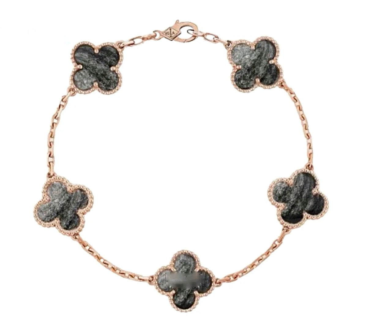 Van Cleef & Arpels Vintage Alhambra Bracelet 5 Motifs Rose Gold Labradorite