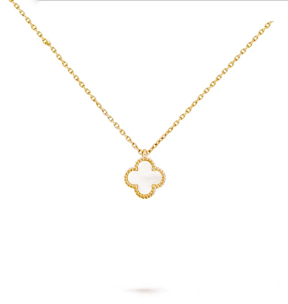 Van Cleef & Arpels Sweet Alhambra Pendant Necklace Yellow Gold White Mother of Pearl