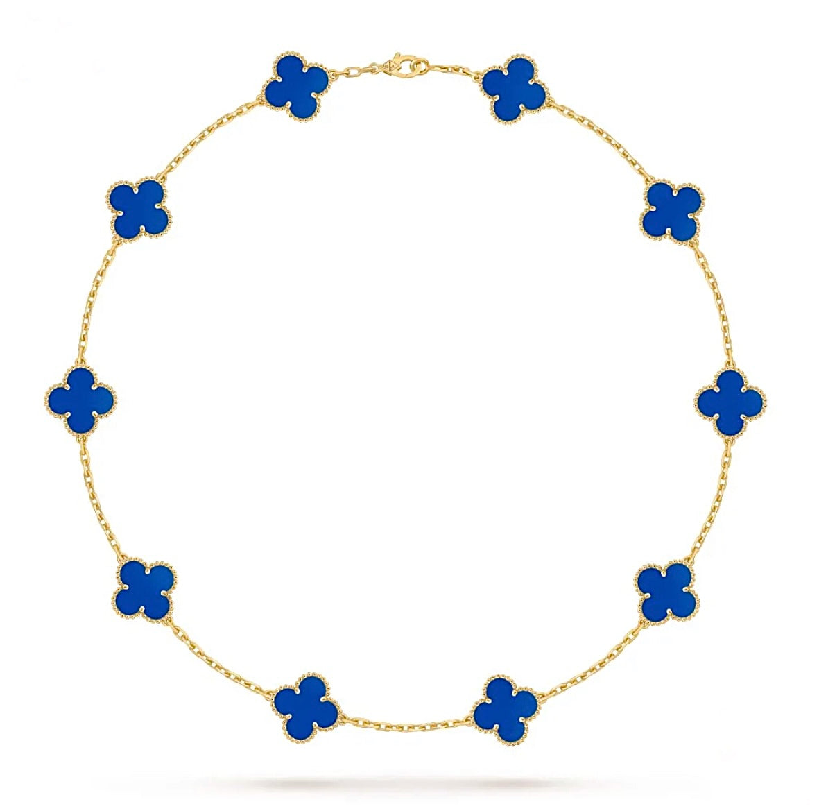Van Cleef & Arpels Vintage Alhambra Necklace 10 Motifs Yellow Gold Lapis Lazuli