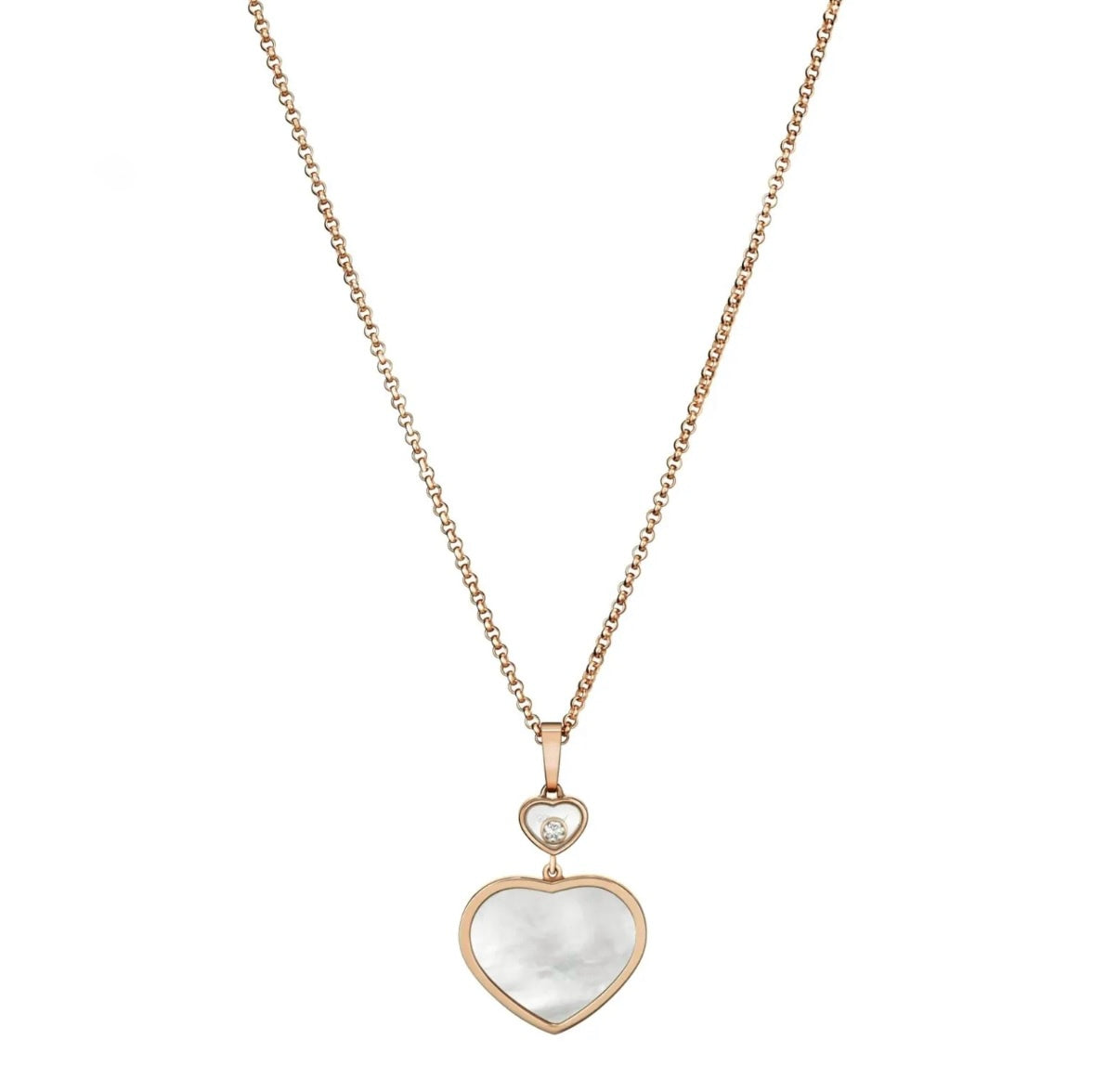 Chopard Happy Hearts Necklace 18K Rose Gold White Mother of Pearl Diamond