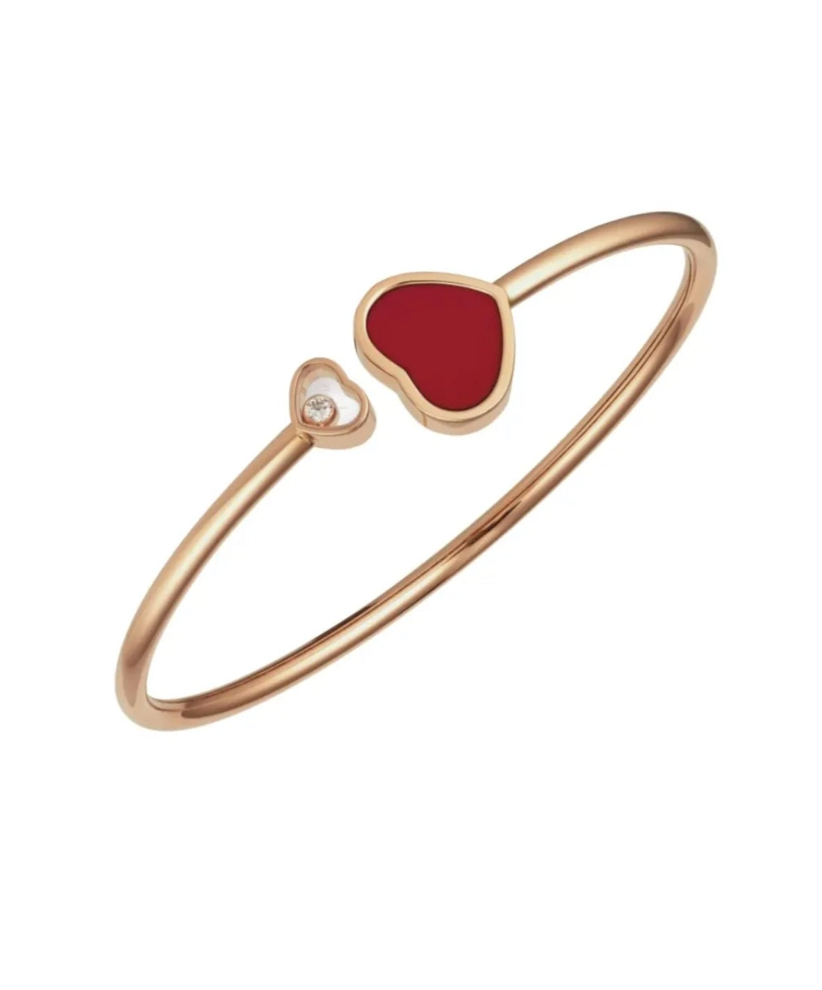 Chopard Happy Hearts Bangle 18K Rose Gold Carnelian Diamond