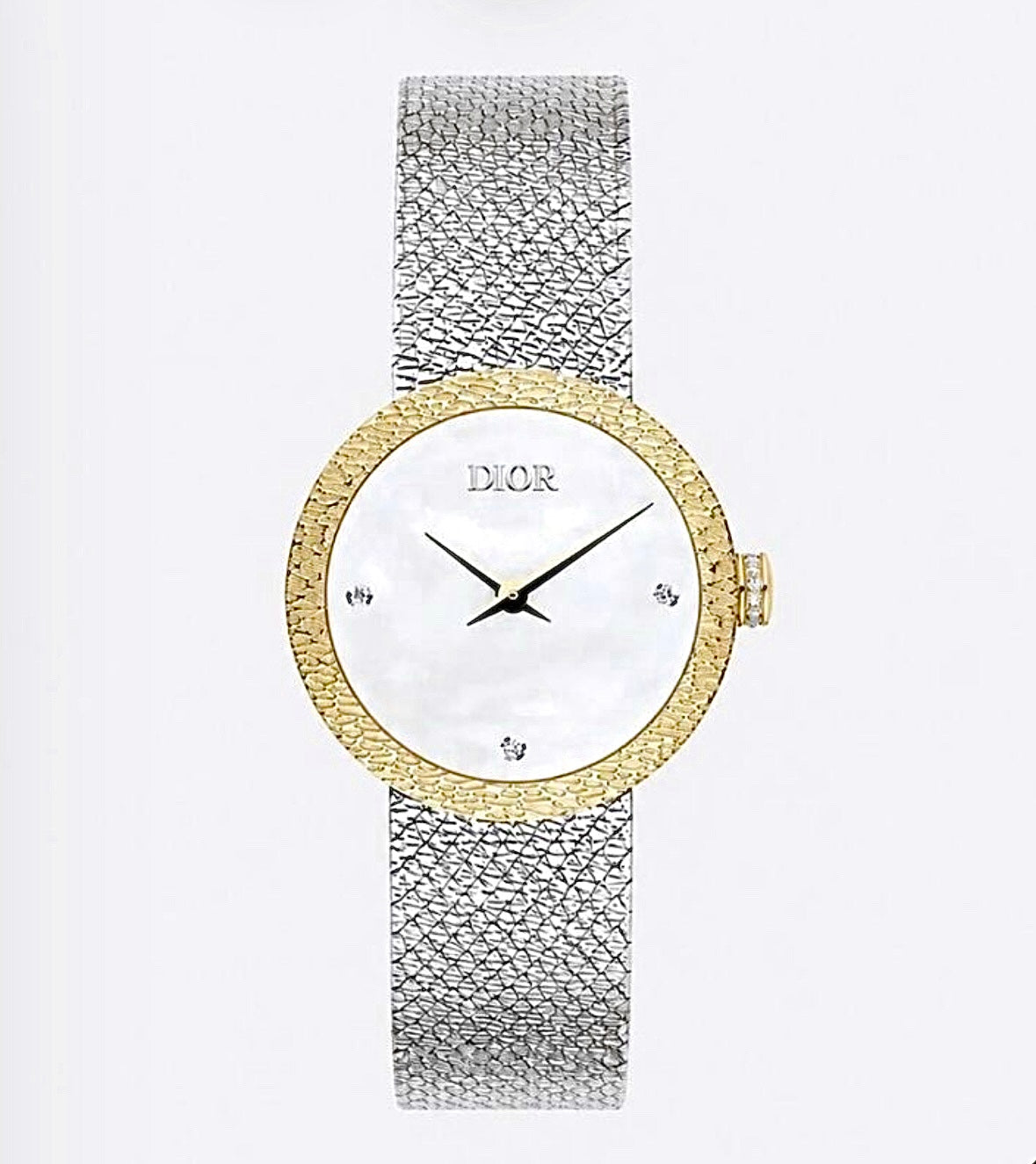 Dior La D de Dior 25MM – Steel & Yellow Gold, White Mother-of-Pearl