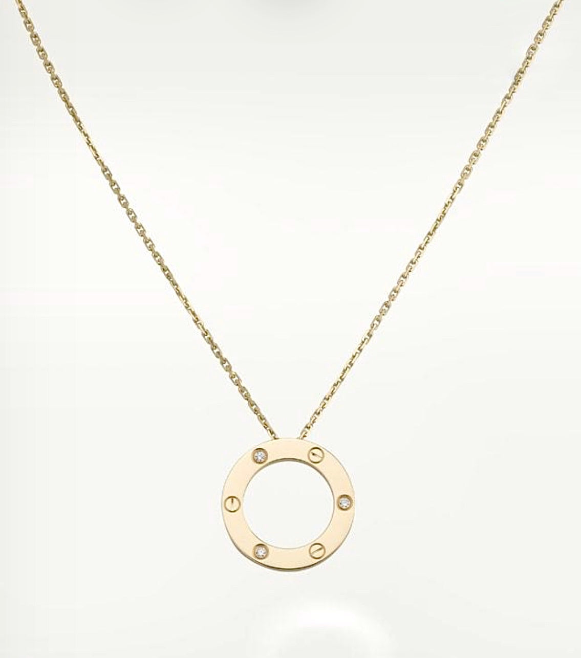 Cartier Love Necklace – Yellow Gold, 3 Diamonds Circle Pendant