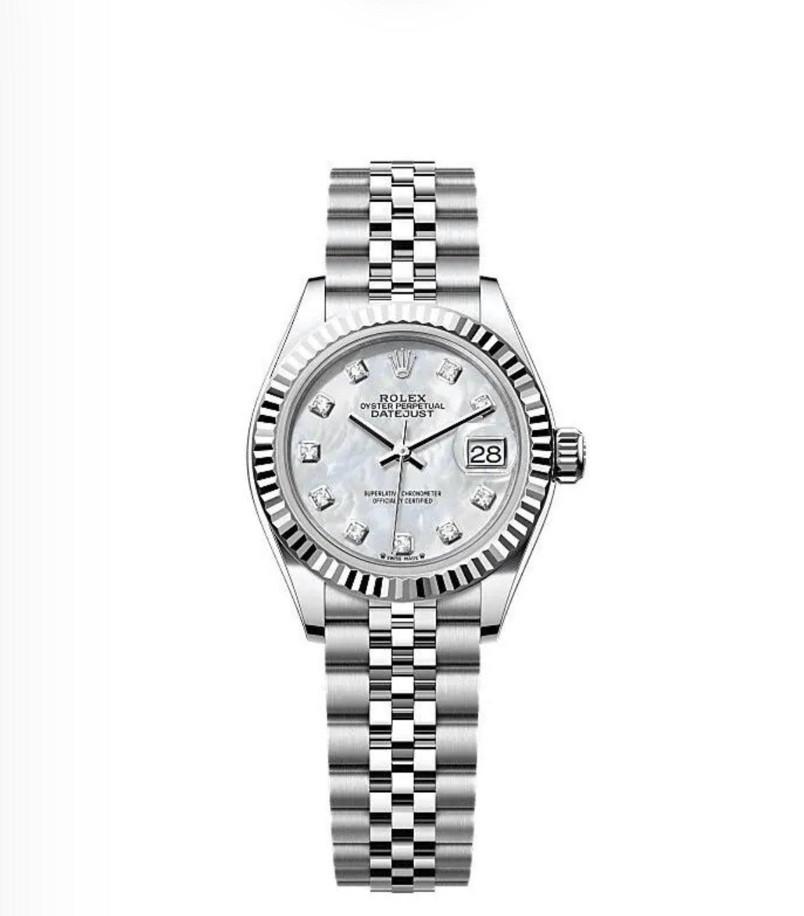 Rolex Datejust Oyster 28mm Oystersteel – Mother-of-Pearl Dial | ساعة رولكس ديتجست 28 ملم لؤلؤي