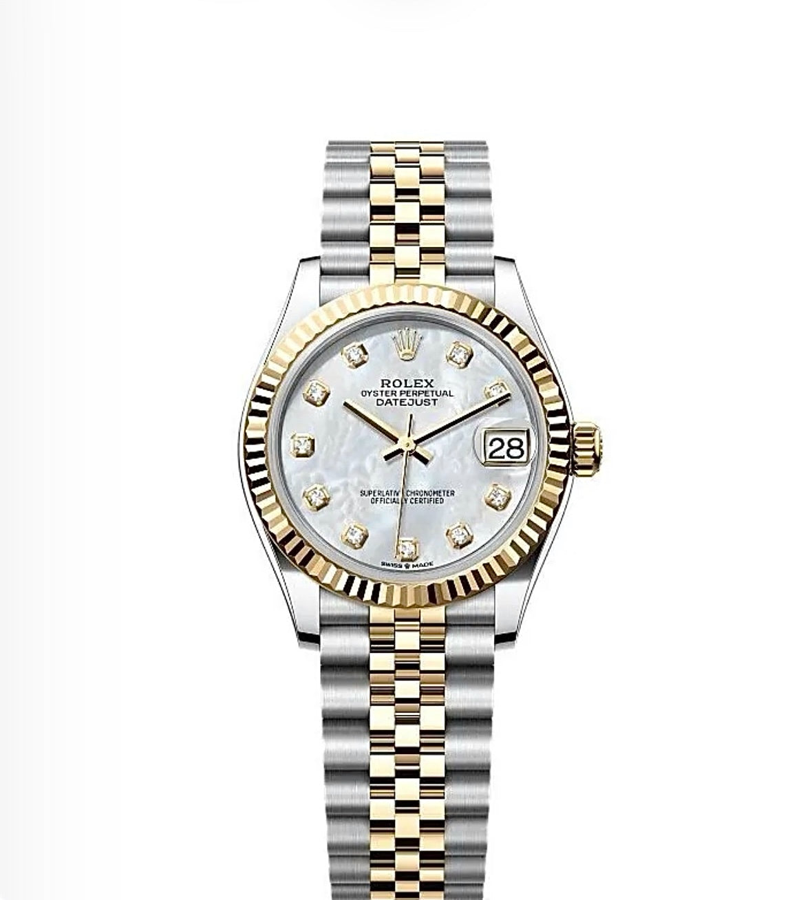 Rolex Datejust Oyster 31mm Oystersteel & Gold-Plated – Mother-of-Pearl Diamond Dial | ساعة رولكس ديتجست 31 ملم لؤلؤي ثنائي