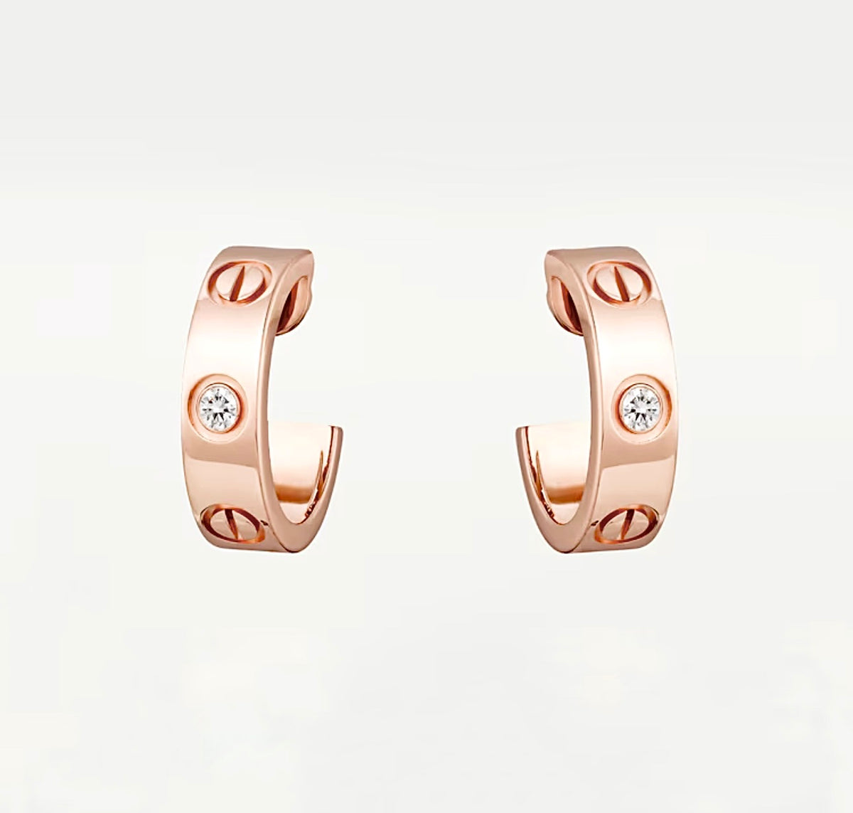 Cartier LOVE Hoop Earrings 1 Diamond 18K Rose Gold