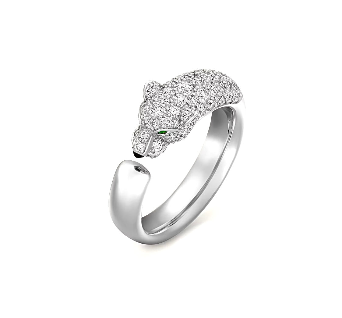 Panther Head Open Ring | خاتم مفتوح بتصميم رأس النمر