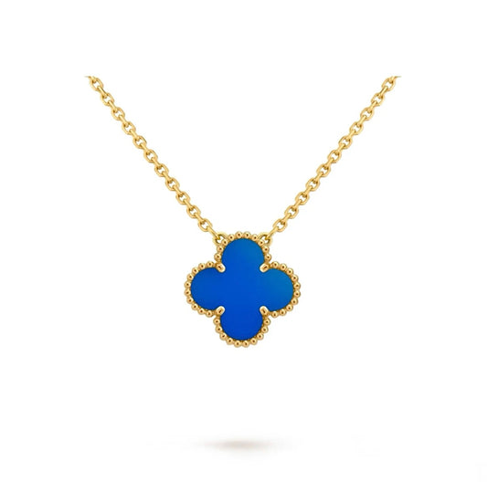 Van Cleef & Arpels Vintage Alhambra Pendant Necklace Yellow Gold Lapis Lazuli