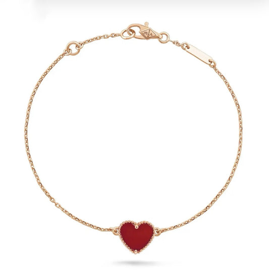 Van Cleef & Arpels Sweet Alhambra Heart Bracelet Yellow Gold Carnelian