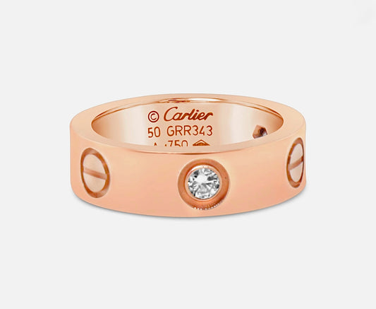 Cartier LOVE Ring 3 Diamonds 18K Rose Gold Size 50