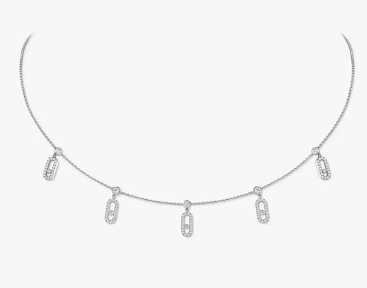 Messika Move Uno Pavé Drop Pendant Choker – White Gold & Diamonds