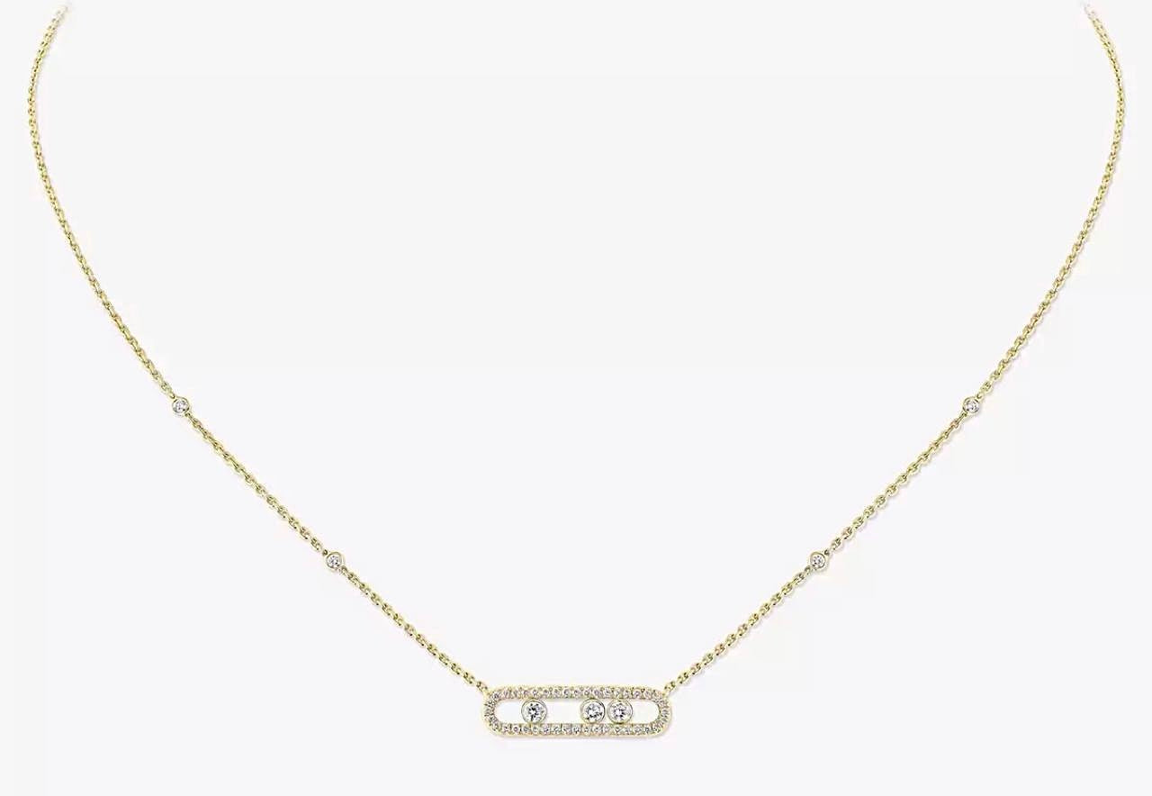 Messika Pink Gold Diamond Necklace Baby Move Pavé
