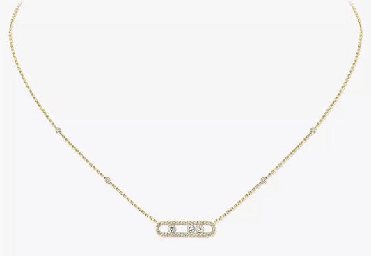 Messika Pink Gold Diamond Necklace Baby Move Pavé