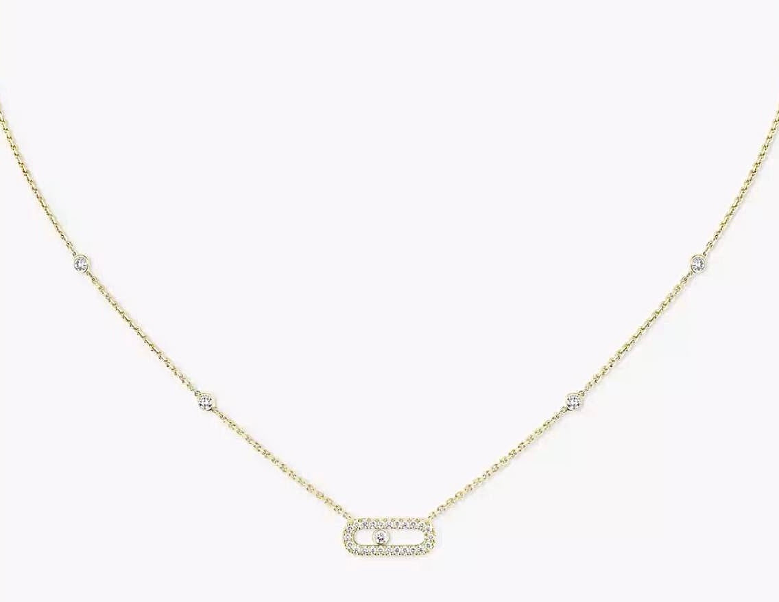 Messika Pink Gold Diamond Necklace Move Uno Pavé