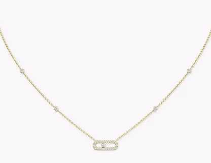 Messika Pink Gold Diamond Necklace Move Uno Pavé