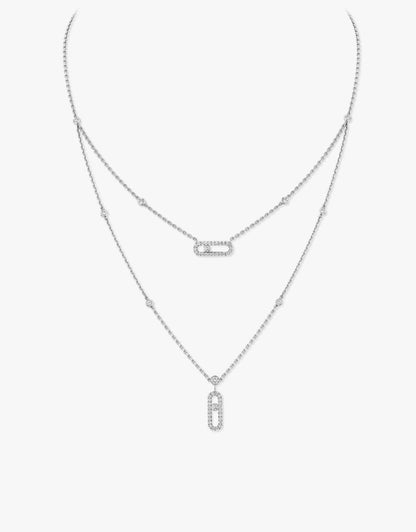 Messika Move Uno 2 Rows Pavé White Gold Diamond Necklace