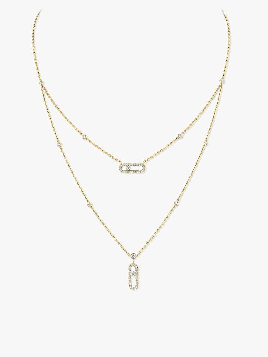 Messika Move Uno 2 Rows Pavé White Gold Diamond Necklace