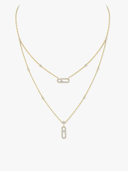 Messika Move Uno 2 Rows Pavé White Gold Diamond Necklace