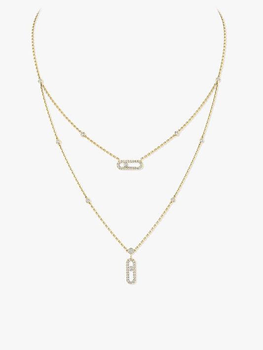 Messika Move Uno 2 Rows Pavé White Gold Diamond Necklace
