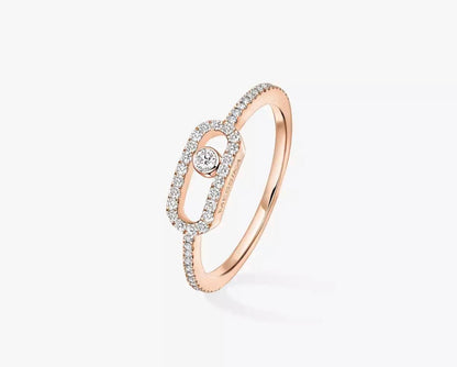 Messika Pink Gold Diamond Ring Move Uno Pavé