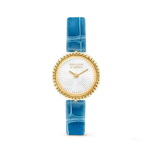Van Cleef & Arpels Perlée Watch Yellow Gold Blue Strap