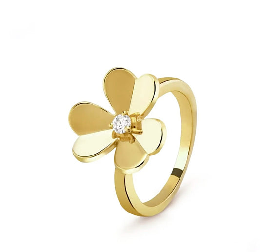 Van Cleef & Arpels Frivole Ring 1 Flower Yellow Gold Diamond