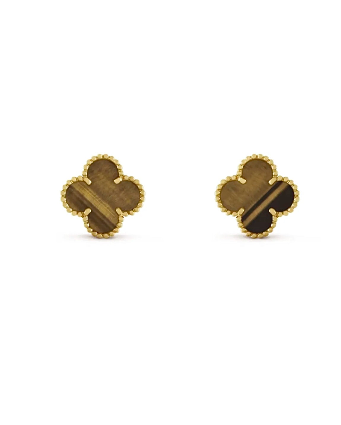 Van Cleef & Arpels Magic Alhambra Earrings Yellow Gold Tiger's Eye