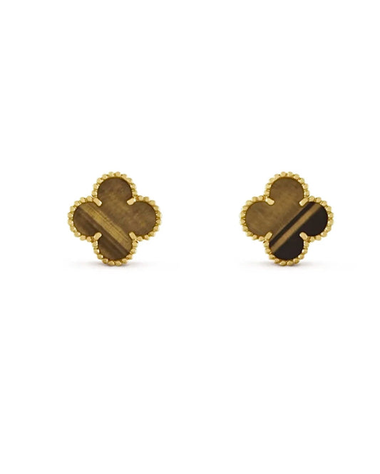 Van Cleef & Arpels Magic Alhambra Earrings Yellow Gold Tiger's Eye