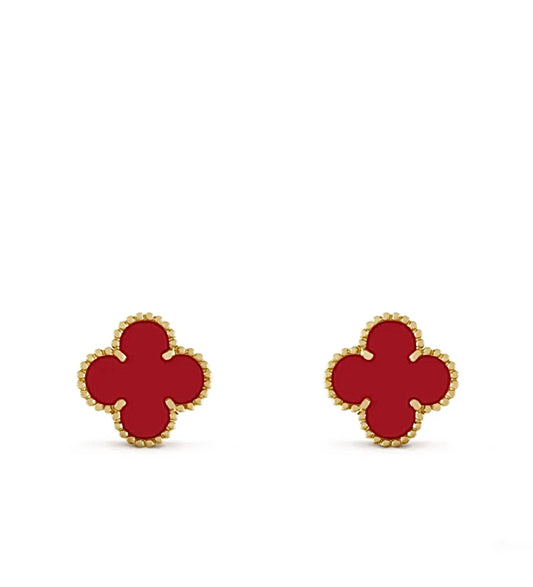 Van Cleef & Arpels Magic Alhambra Earrings Yellow Gold Carnelian