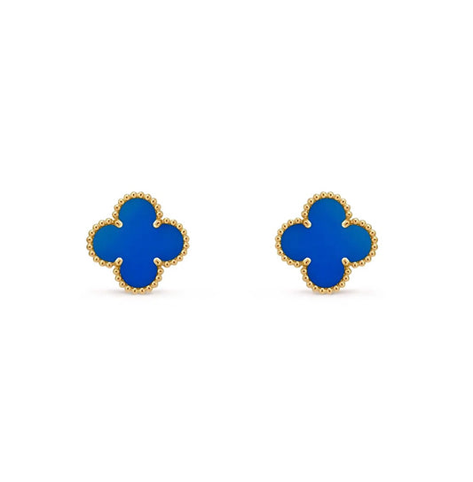 Van Cleef & Arpels Magic Alhambra Earrings Yellow Gold Lapis Lazuli