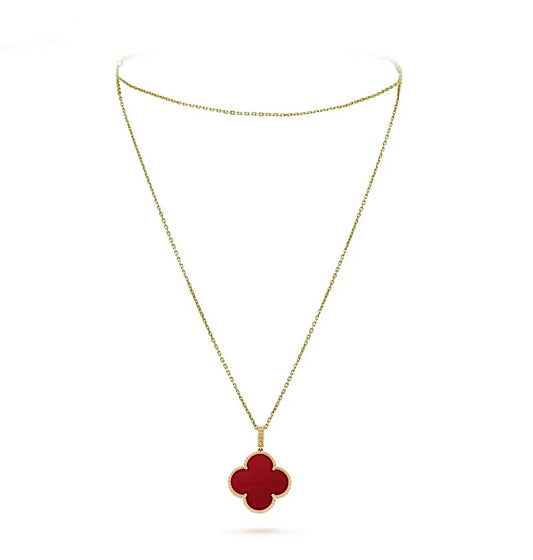 Van Cleef & Arpels Magic Alhambra Long Necklace 1 Motif Yellow Gold Carnelian