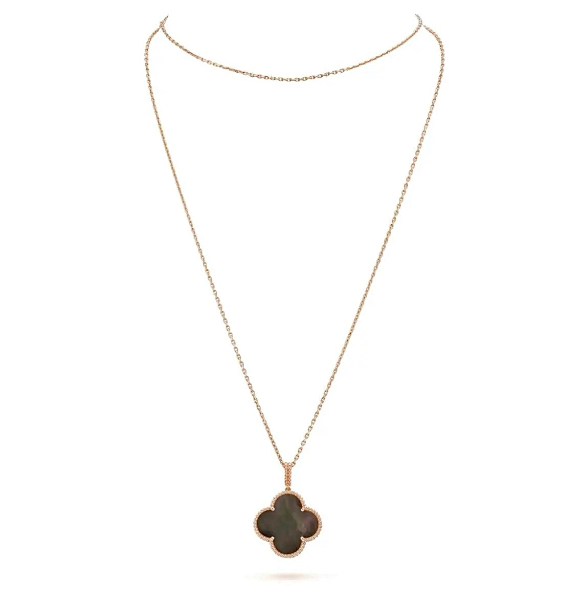 Van Cleef & Arpels Magic Alhambra Long Necklace 1 Motif Yellow Gold Tiger's Eye