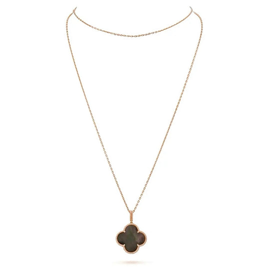 Van Cleef & Arpels Magic Alhambra Long Necklace 1 Motif Yellow Gold Tiger's Eye