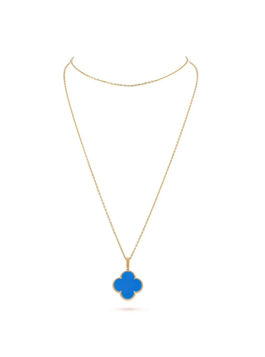 Van Cleef & Arpels Magic Alhambra Long Necklace 1 Motif Yellow Gold Lapis Lazuli