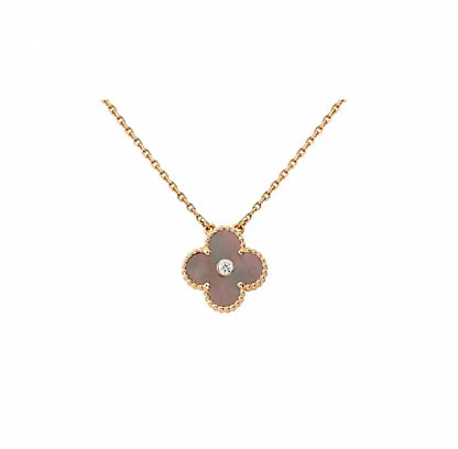 Van Cleef & Arpels Vintage Alhambra Pendant Rose Gold Carnelian Diamond