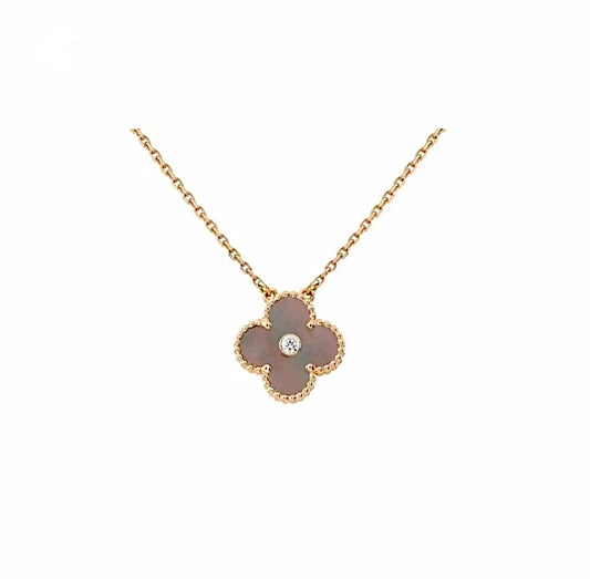 Van Cleef & Arpels Vintage Alhambra Pendant Rose Gold Carnelian Diamond