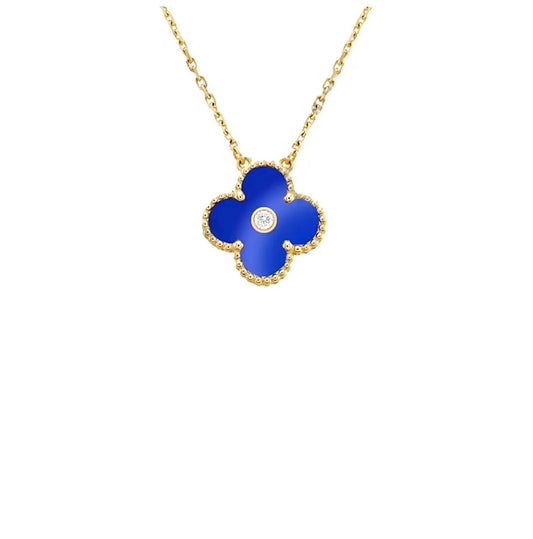 Van Cleef & Arpels Vintage Alhambra Pendant Yellow Gold Lapis Lazuli Diamond