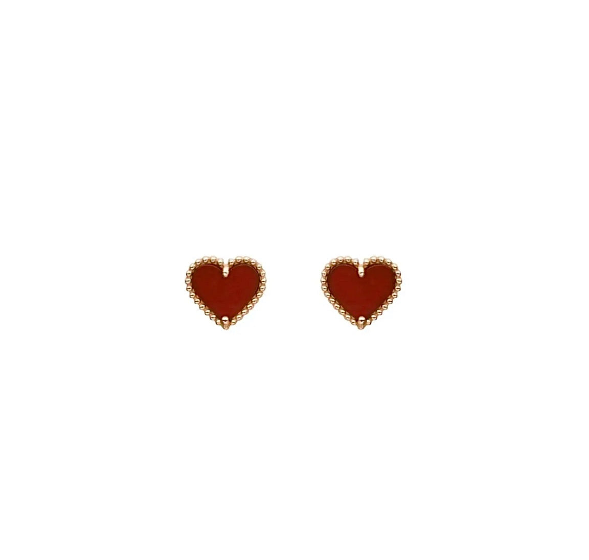 Van Cleef & Arpels Sweet Alhambra Heart Earrings Yellow Gold Carnelian