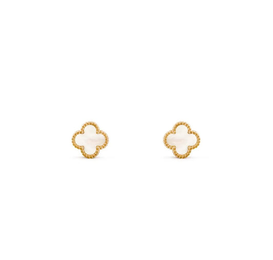 Van Cleef & Arpels Sweet Alhambra Earrings Yellow Gold Mother of Pearl