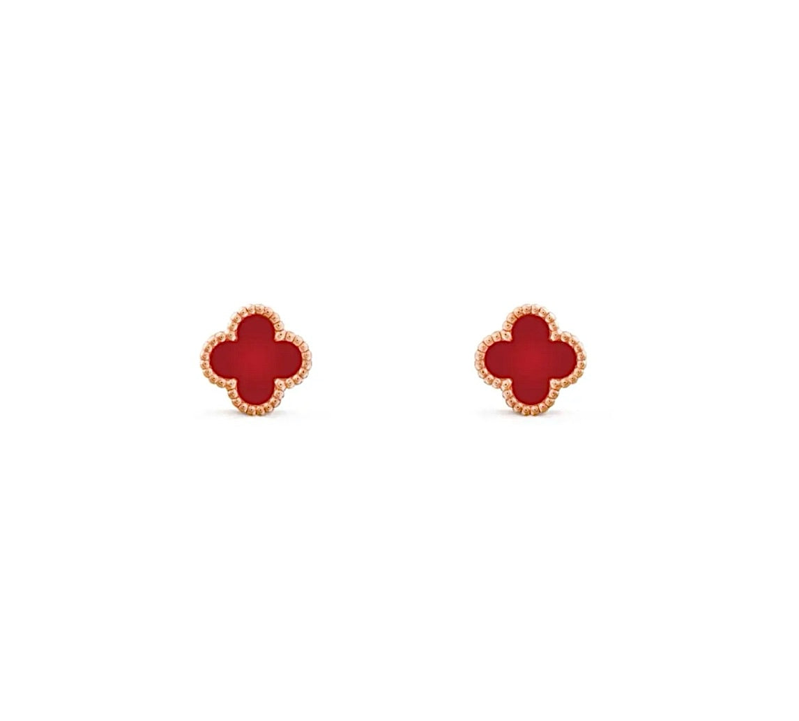 Van Cleef & Arpels Sweet Alhambra Earrings Yellow Gold Carnelian