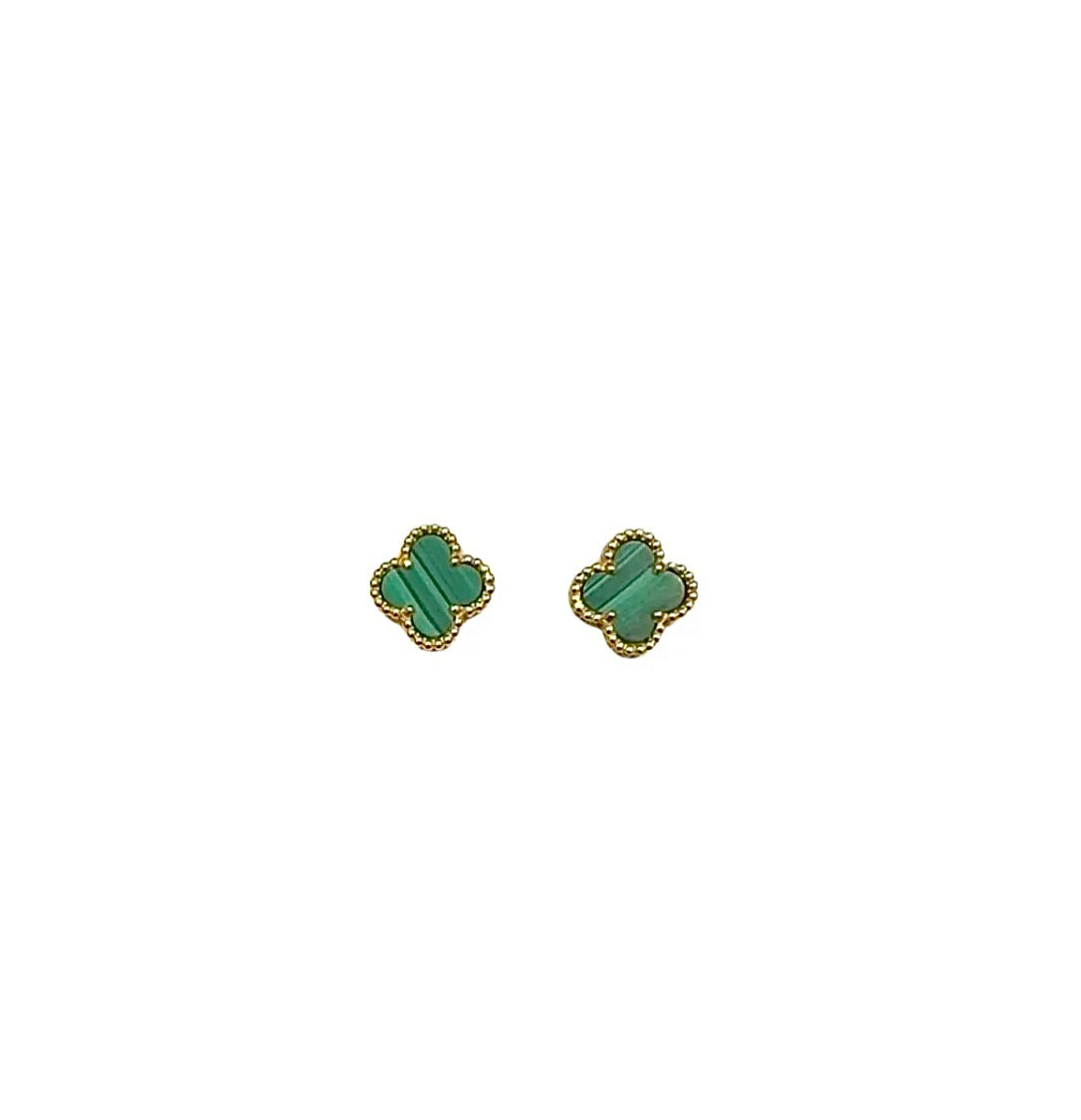 Van Cleef & Arpels Sweet Alhambra Earrings Yellow Gold Malachite