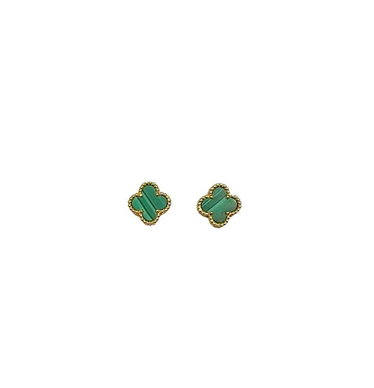 Van Cleef & Arpels Sweet Alhambra Earrings Yellow Gold Malachite