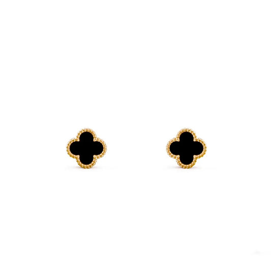 Van Cleef & Arpels Sweet Alhambra Earrings Yellow Gold Onyx