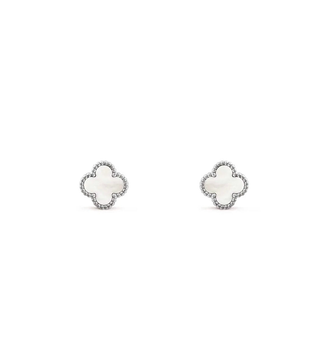 Van Cleef & Arpels Sweet Alhambra Earrings White Gold Mother of Pearl
