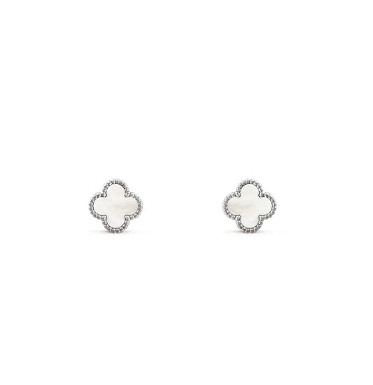 Van Cleef & Arpels Sweet Alhambra Earrings White Gold Mother of Pearl