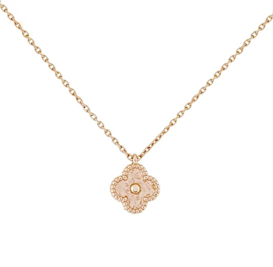 Van Cleef & Arpels Sweet Alhambra Pendant Necklace Rose Gold Pink Mother of Pearl Diamond