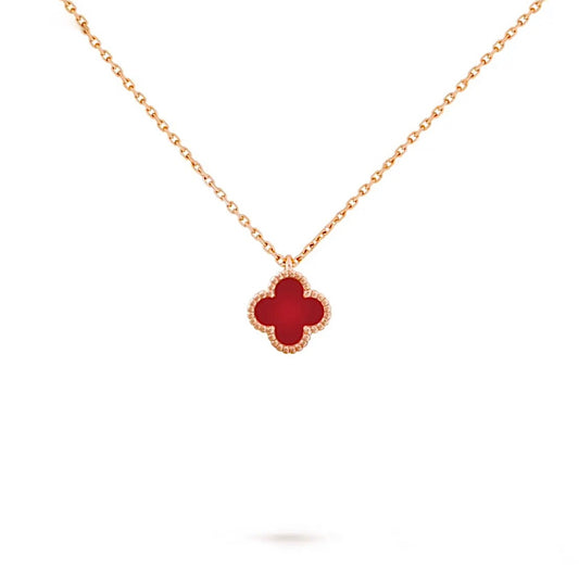 Van Cleef & Arpels Sweet Alhambra Pendant Necklace Rose Gold Carnelian Diamond